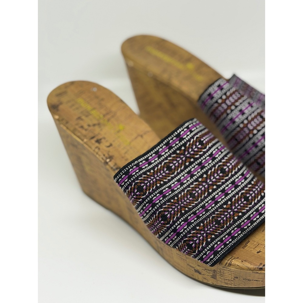 Montego Bay Club Wedge Sandals Woven Tribal Cork Platform Slides Womens SZ 8.5 - Picture 5 of 10
